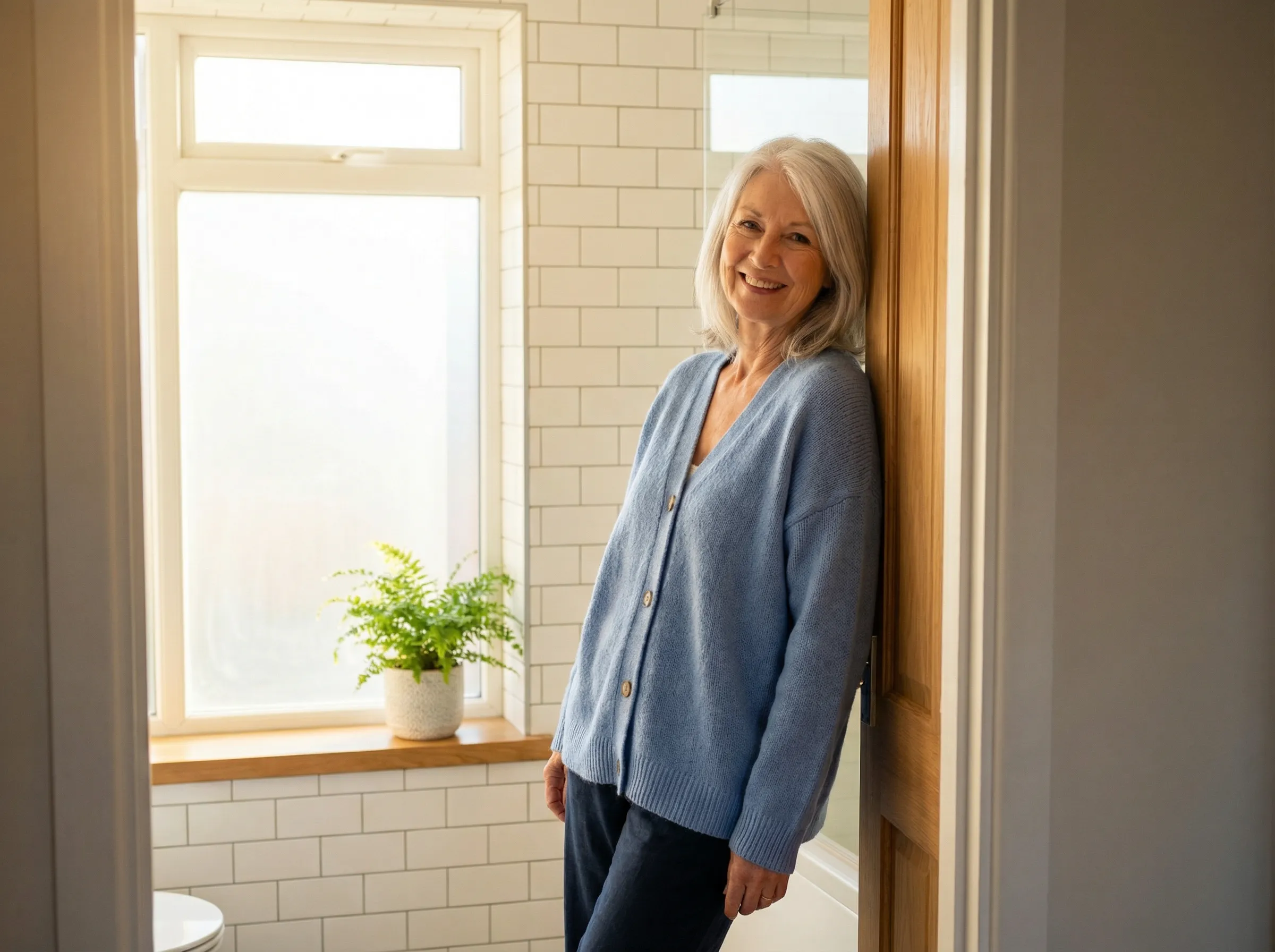 Seniorin f&uuml;hlt sich wohl und unabh&auml;ngig zu Hause